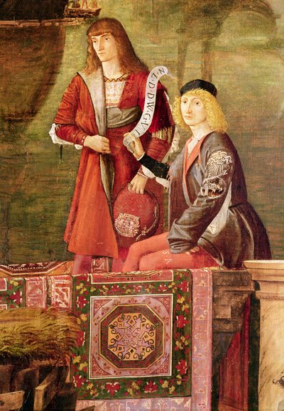 De ontmoeting van Etherius en Ursula en het vertrek van de pelgrims, uit de St. Ursula-cyclus (detail) door Vittore Carpaccio
